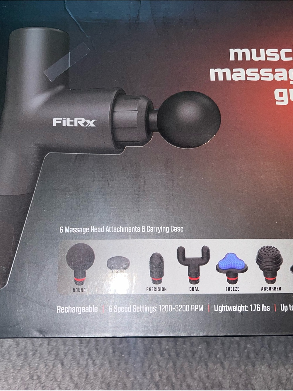 Black Muscle Massage Gun with 6 Attachments and carrying case